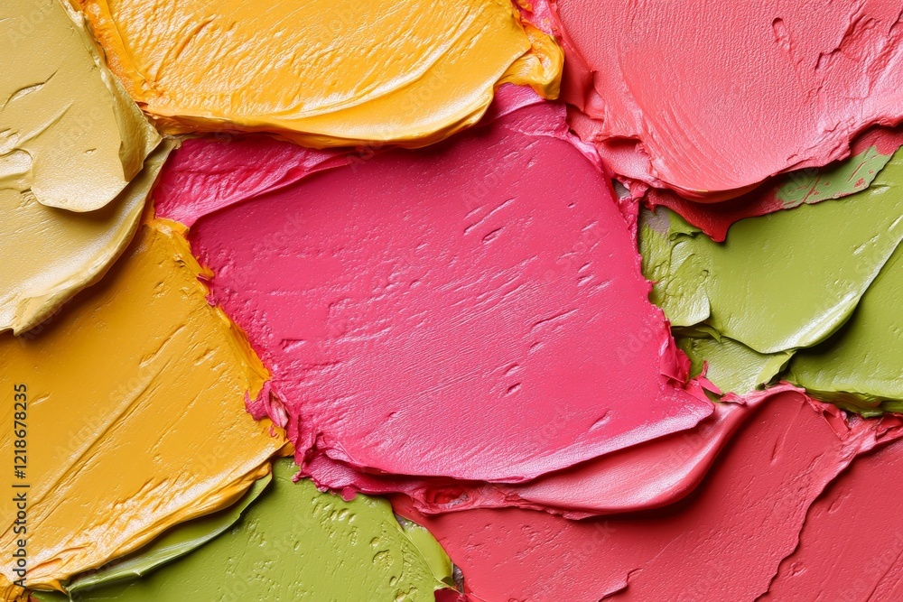Poster vibrant layers of paint create a colorful abstract texture in dynamic hues