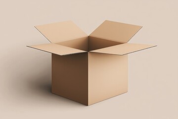 A brown cardboard carton box mockup with clear branding space, isolated against a neutral background for design projects.