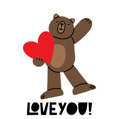 Valentines card with Cute Teddy Bear