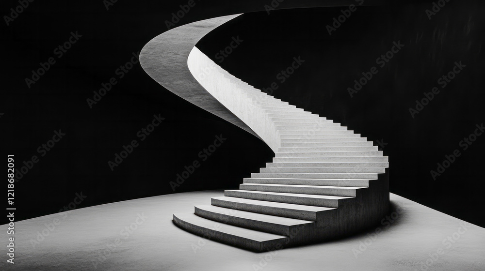 Fototapete a perfectly symmetrical staircase with repeating patterns and lines,