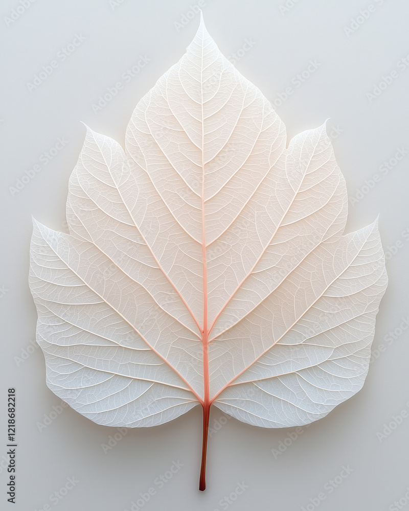 Aufkleber A leaf with a symmetrical vein structure against a plain background,