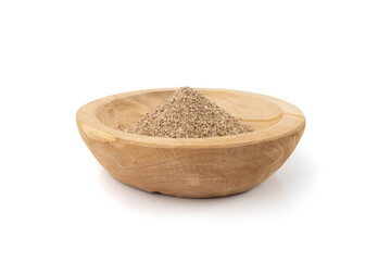 Milk thistle seeds powder, crushed silybum marianum grains pile, milled dry blessed milkthistle