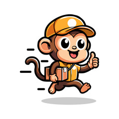 Monkey mascot design with a Courier theme on a clean White background