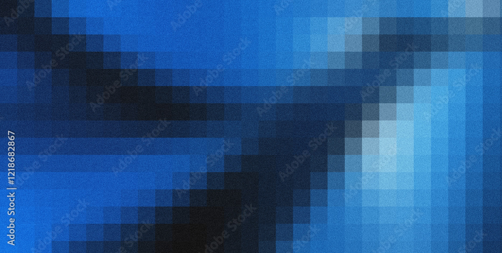 Poster grainy texture and pixelated effect creating a modern and abstract blue background, ideal for digita