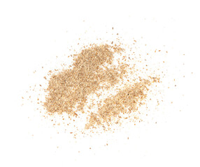 Milk thistle seeds powder, crushed silybum marianum grains pile, milled dry blessed milkthistle