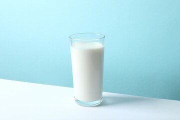 Glass of milk on the table 