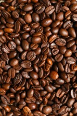 Coffee beans background, close up 