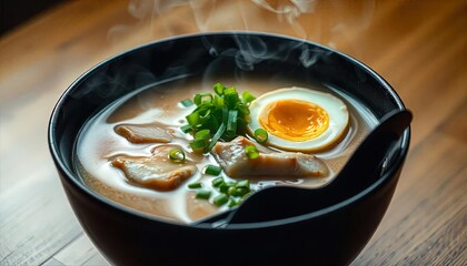 Steaming Bowl Of Delicious Ramen Noodles Soup