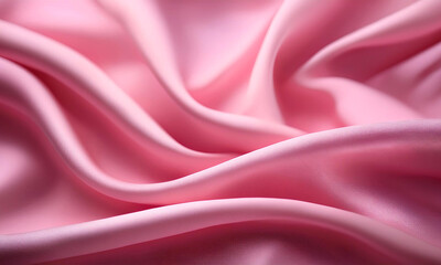 Obraz premium Elegant pink silk fabric with smooth waves and a glossy finish, ideal for backgrounds, textures, or luxury-themed projects. AI Generated.