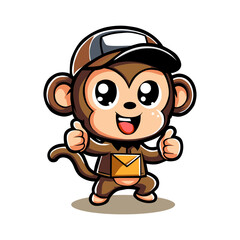 Monkey mascot design with a Courier theme on a clean White background