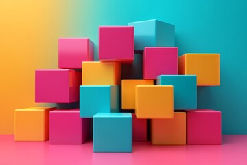 Obraz premium Abstract minimalist cubes, modern design, 3d render, Generative AI