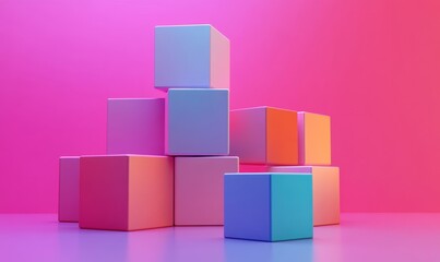 Obraz premium Abstract minimalist cubes, dynamic design, 3d render, Generative AI
