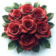 Obraz premium Red roses bouquet, studio shot, white background, romantic gift (2)