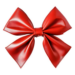 A Vivid Red Leather Bow Isolated On transparent background, cut out, PNG 3D Digital Art.