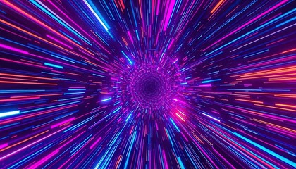 Obraz premium Neon Lines Converge In A Bright Colorful Tunnel