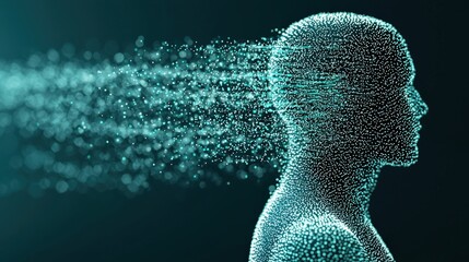 Digital Representation of Human Silhouette with Particles Emanating in a Futuristic Style