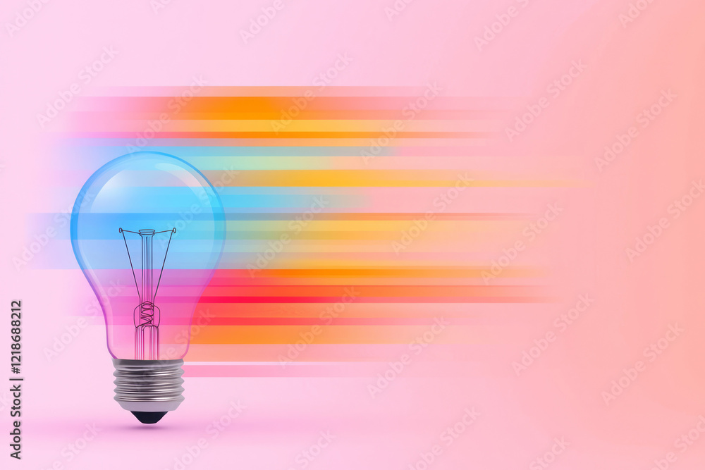 Poster an abstract light bulb design featuring a geometric collage of angular shapes and intricate line wor