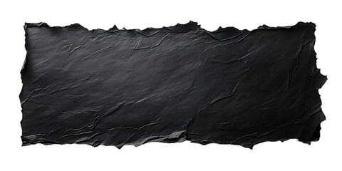 a dark crumpled piece of paper with a textured surface against a transparent background, cut out, PNG 3D Digital Art, clip art.