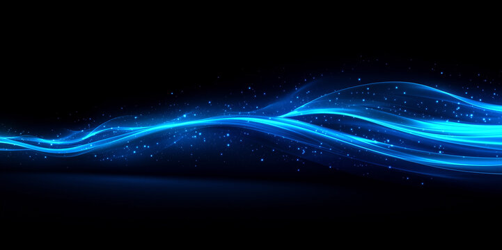 abstract blue wave,Blue light ray motion effect,banner mockup
