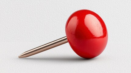 Red Thumbtack On Textured Gray Surface