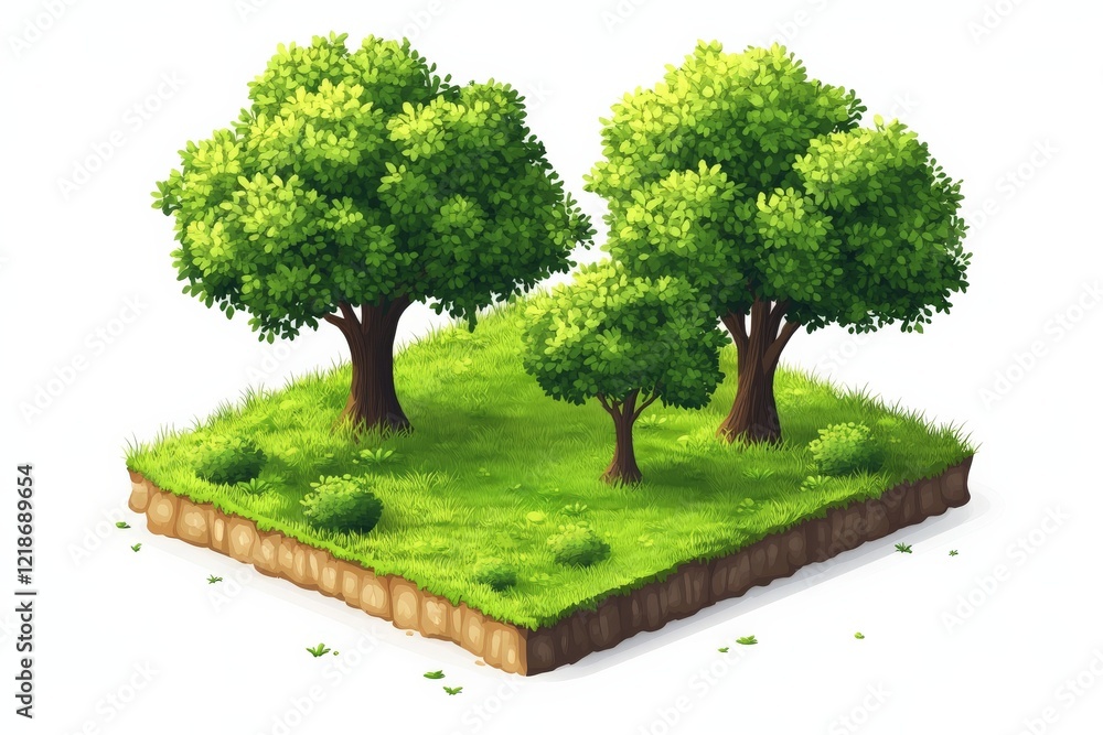 Poster lush green trees and grass create a serene landscape in an isolated nature setting