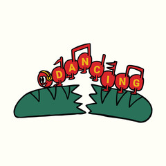 cute caterpillar listening to music retro cartoon character illustration