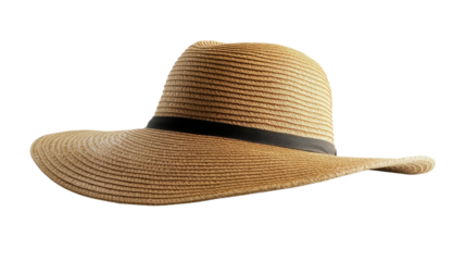 Woman straw hat on transparent background