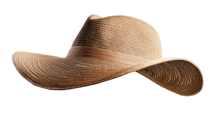 Woman straw hat on transparent background