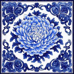 A blue and white flower with a blue stem
