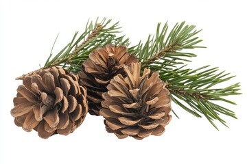 Pine cones nestled among vibrant green branches for rustic holiday decor and winter celebrations