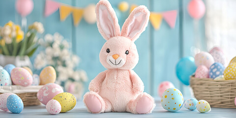 easter bunny and easter eggs,  Cute bunny decorations outdoors