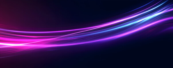 Neon color glowing lines background, high-speed light trails effect. Futuristic dynamic motion technology.