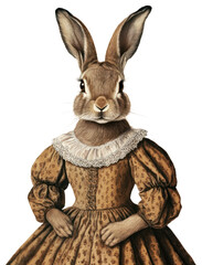 Obraz premium PNG A Belgian Hare wearing with Las Meninas animal painting rabbit.
