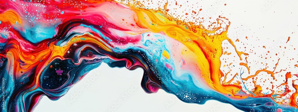 Aufkleber vibrant abstract art with dynamic swirls of colorful paints creating an eye-catching splash effect