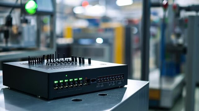 Programmable logic controller or plc managing automated production line in smart factory, concept of industrial automation and industry 4.0