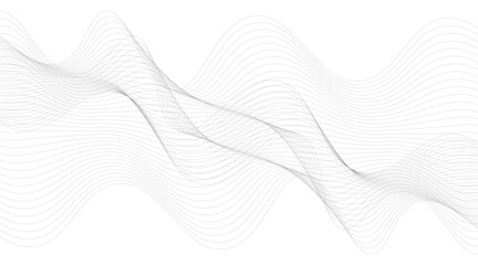 Black Wavy Lines Isolated on White Abstract Background Design, Abstract wave element for design. Digital frequency track equalizer. Stylized line art background.