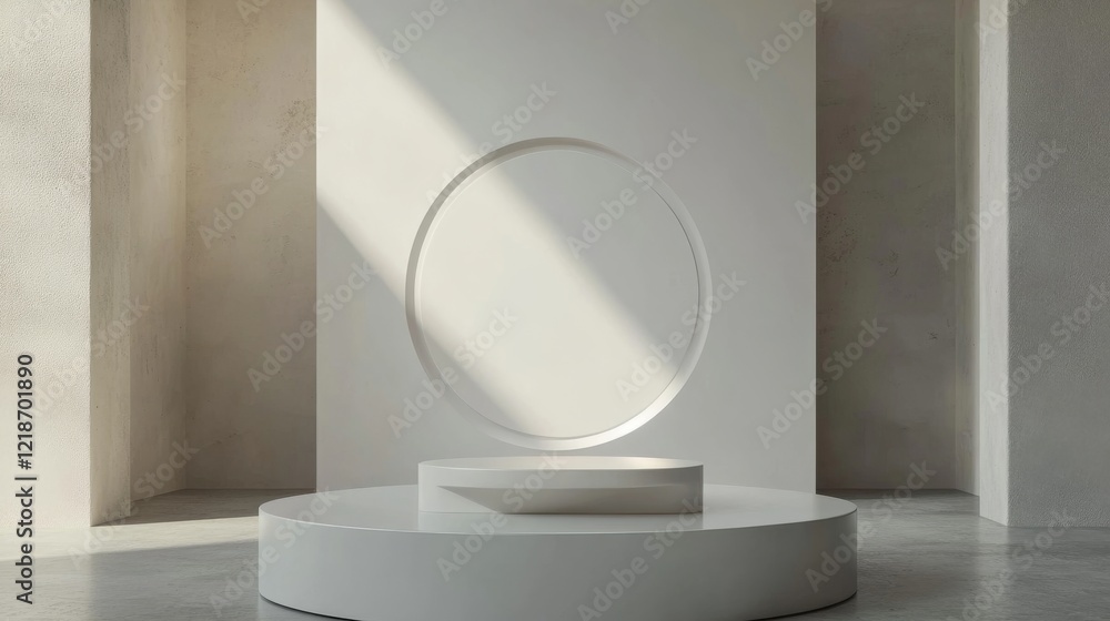 Aufkleber futuristic technology background with abstract design featuring a modern pedestal for product displa