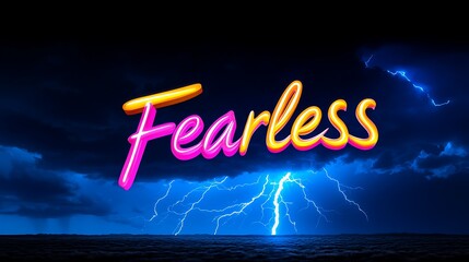 Fearless A Dramatic Night Scene with Lightning and Bold Text