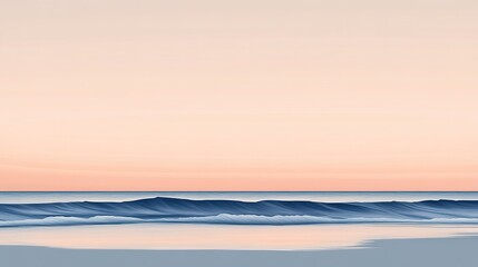 Obraz premium Peaceful beach horizon at sunset, gentle waves and a sky fading into evening hues