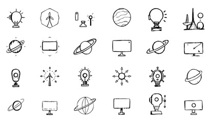 Fototapeta premium Line Icon Set for Technology and Science