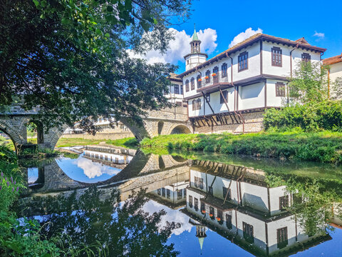 Traditional Houses and Old Bridge in Old Town of Tryavna, Bulgaria