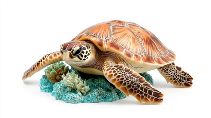 Obraz premium Close Up of a Sea Turtle on a Coral Reef