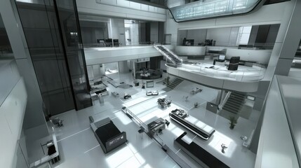 Modern Futuristic Building Interior Design Space
