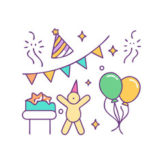 kids party icon, kids party vector illustration-simple illustration of kids party, perfect for kids party logos and icons