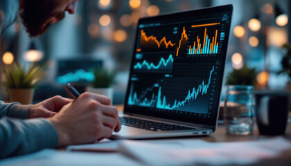 Financial Analyst Working Late: Analyzing Market Trends