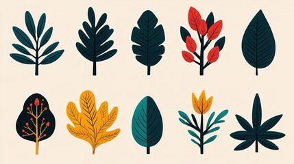 Fototapeta premium Stylized leaf illustrations nature graphic art digital environment close-up gigapixel standard scale