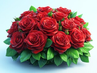 Obraz premium Red roses bouquet, romantic gift, studio backdrop, Valentine's Day