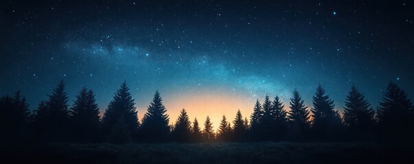 Fototapeta premium Night Forest Under Starry Sky