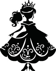 princess silhouette on white background, vector
