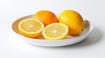 Oranges and Lemons Neatly Sliced on a Plate